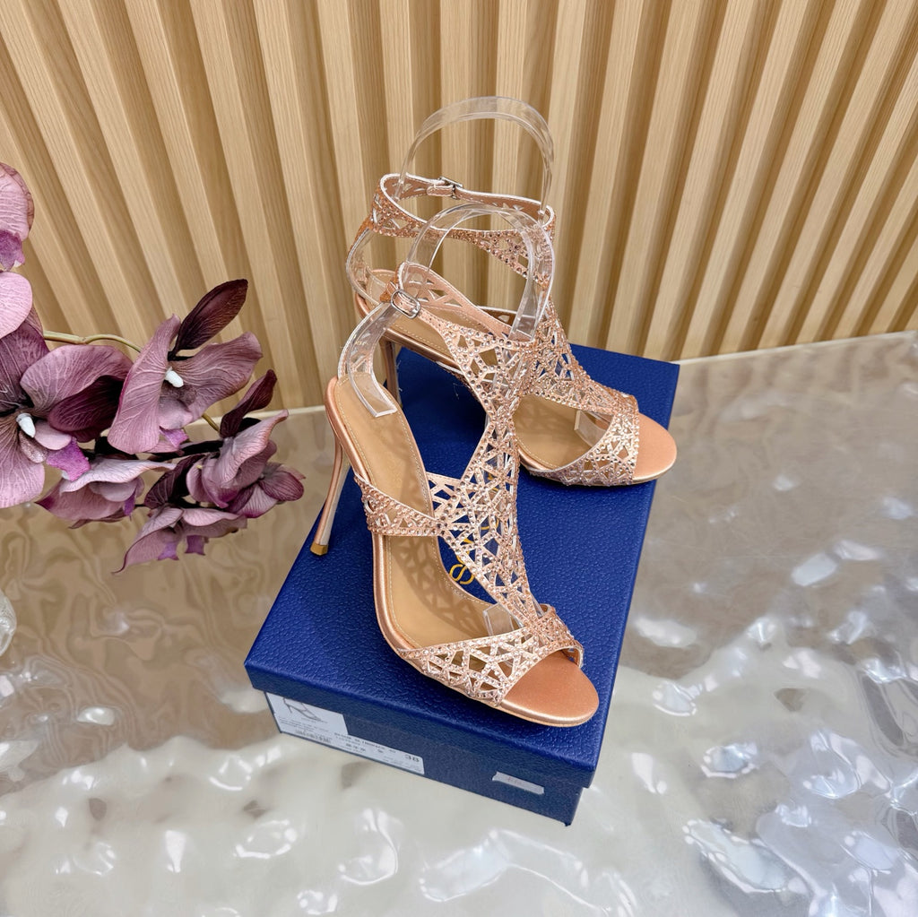 Glamour Silk & Crystal High Heels - (Top Quality)