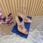 Glamour Silk & Crystal High Heels - (Top Quality)