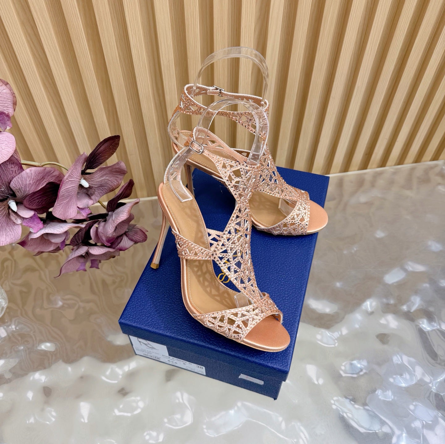 Glamour Silk & Crystal High Heels - (Top Quality)