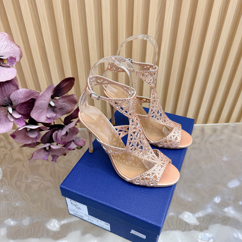Glamour Silk & Crystal High Heels - (Top Quality)
