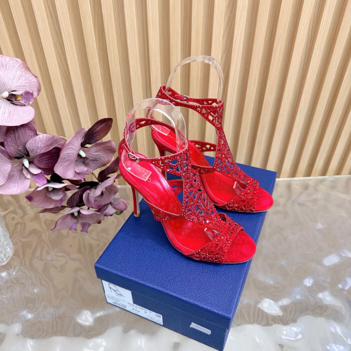 Glamour Silk & Crystal High Heels - (Top Quality)