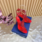 Glamour Silk & Crystal High Heels - (Top Quality)