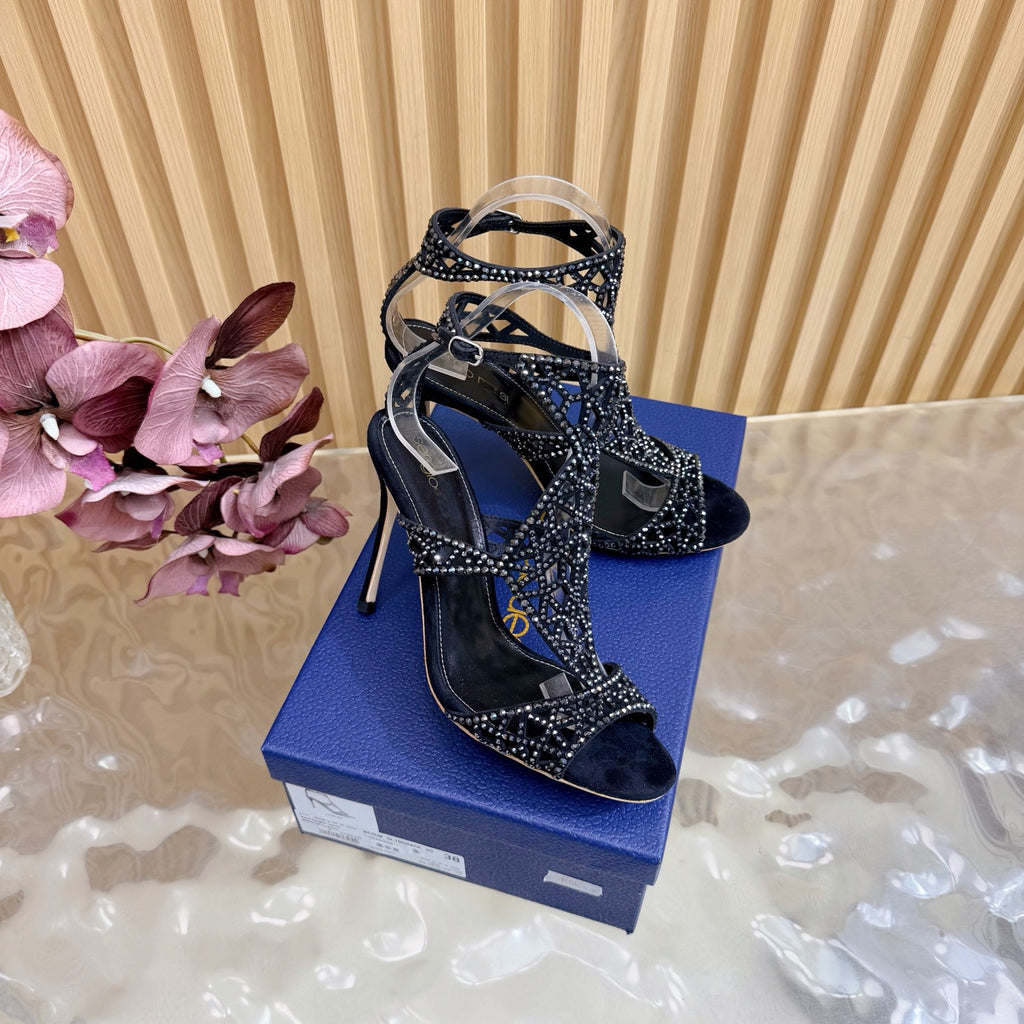 Glamour Silk & Crystal High Heels - (Top Quality)