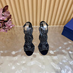 Glamour Silk & Crystal High Heels - (Top Quality)